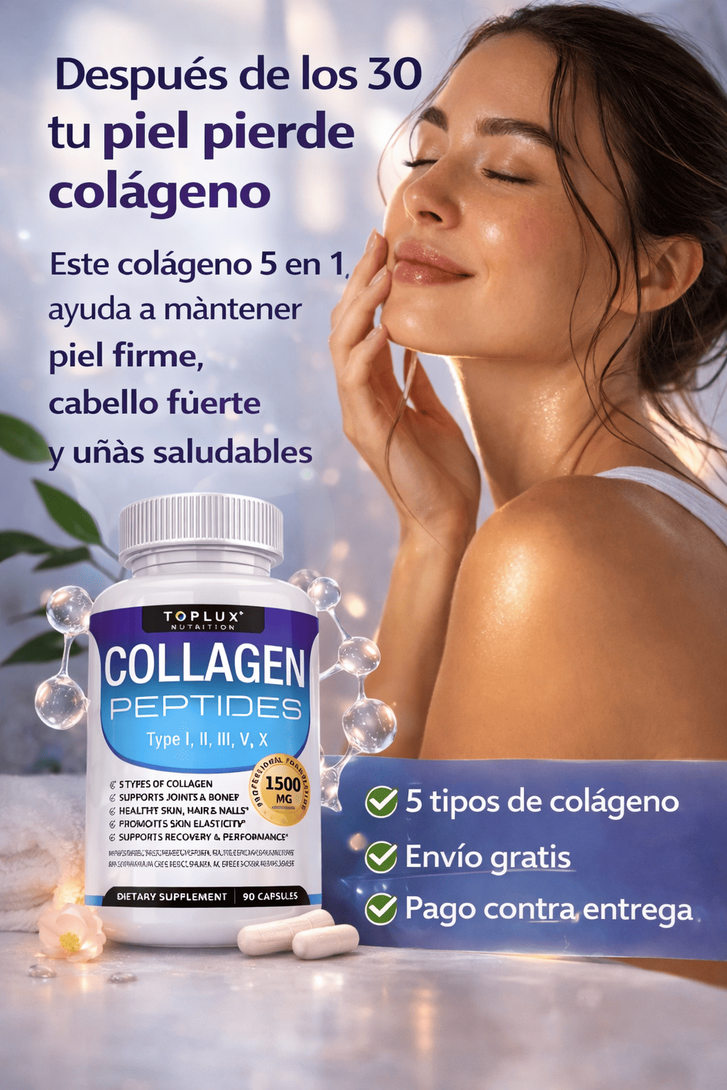 Colageno Peptides™ – Devuélvele vitalidad a tu piel y fuerza a tu cabello con 5 tipos de colágeno.