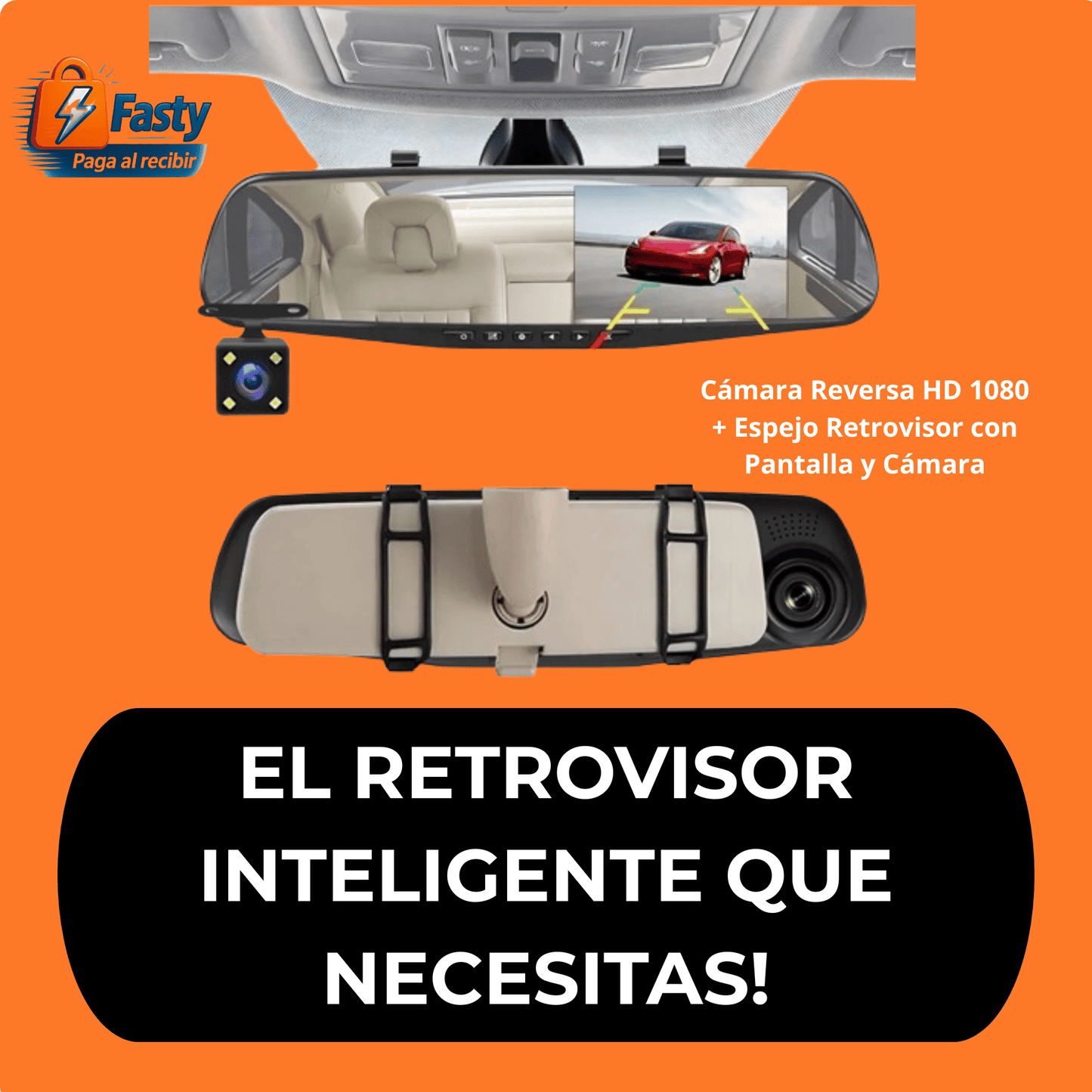 🚨40% OFF ✅SafeTrip - Camara Espejo Retrovisor con Pantalla